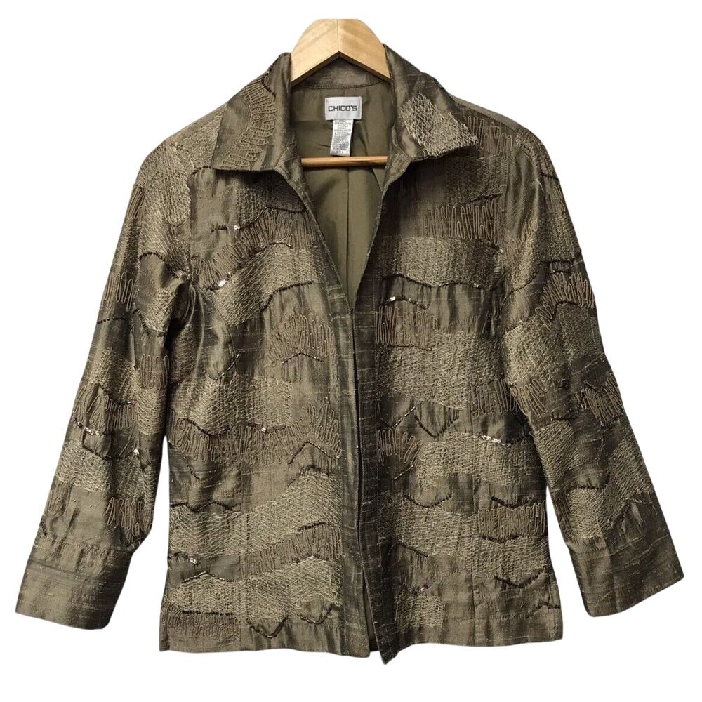 Chicos Jacket Womens Small Brown Beige